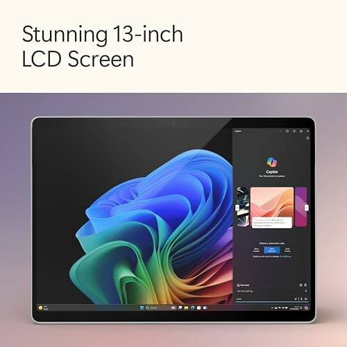 Tablet with stunning 13-inch LCD screen displaying colorful graphics and interface.