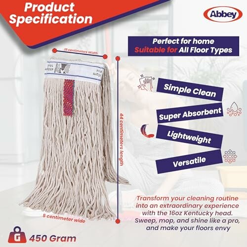 Abbey Py Cotton Kentucky Mop Heads