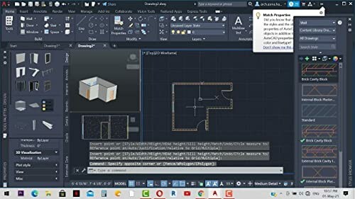 AutoCAD software interface showing a 3D workspace with architectural design elements.