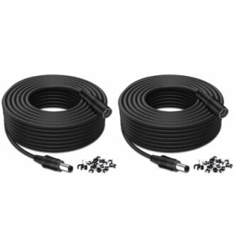 Two black cable extenders with connectors and clips.