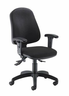 Black ergonomic office chair with adjustable armrests