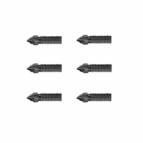 Six black screw bolts on white background