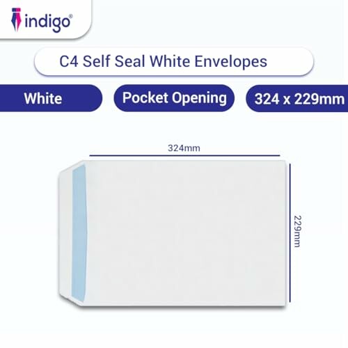 C4 self seal white envelope with dimensions 324 x 229 mm