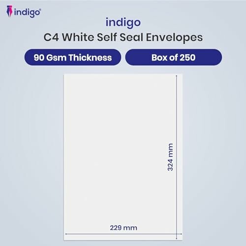 C4 white self-seal envelopes, 90 gsm thickness, box of 250.