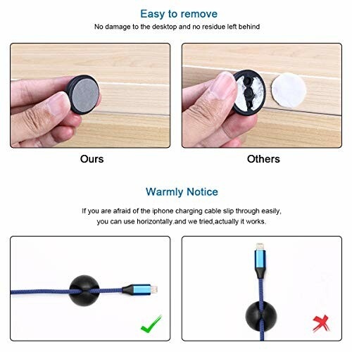 Comparison of cable organizers showing easy removal and usage instructions.