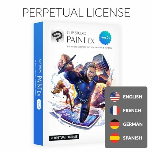 Clip Studio Paint EX software box with language options