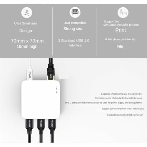 Compact USB hub with multiple ports and design features.