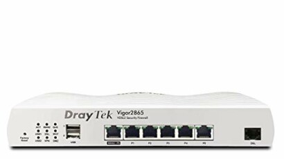 DrayTek Vigor2865 VDSL security firewall router with multiple ports.