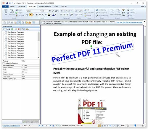 Editing a PDF file using Perfect PDF 11 Premium software.