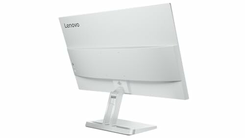 Back view of Lenovo monitor highlighting its connectivity ports and sturdy design.