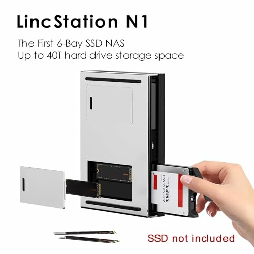 LincStation N1 6 Bay NAS with hand inserting SSD