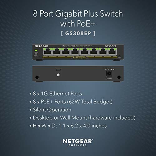 NETGEAR 8 Port Gigabit Plus Switch with PoE+ GS308EP