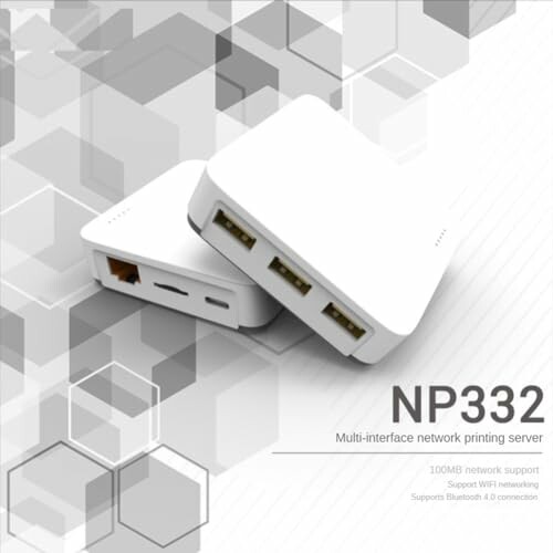 NP332 multi-interface network printing server with USB ports