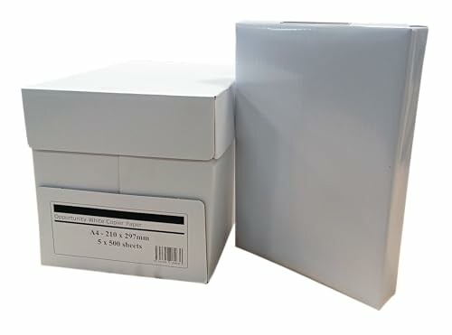 Box and ream of white copier paper