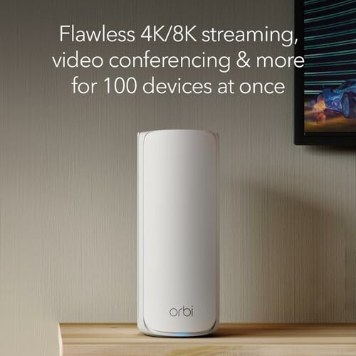 Orbi router supporting seamless 4K/8K streaming and video conferencing for 100 devices.