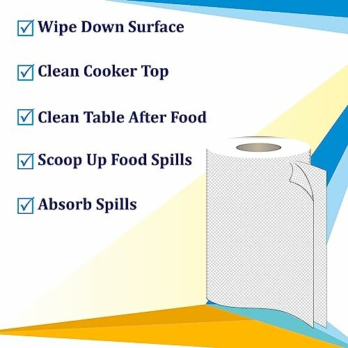 Checklist of cleaning tasks with a paper towel roll image.