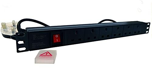 Rack mount power strip with multiple outlets and switch.