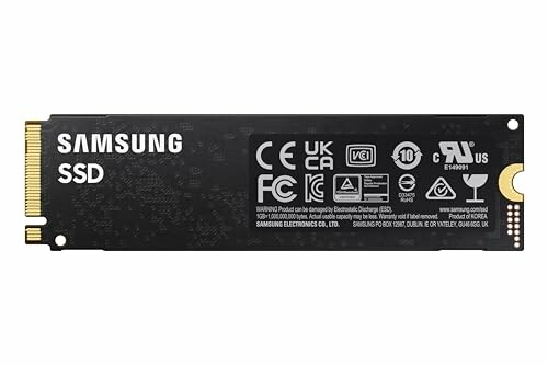 Samsung SSD solid state drive with branding and certification labels.