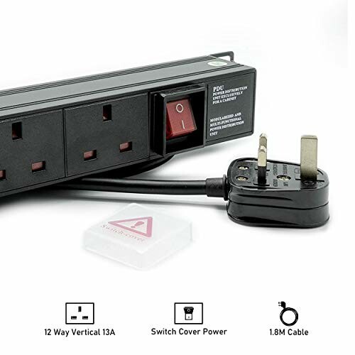 UK power strip with surge protector switch and plug.