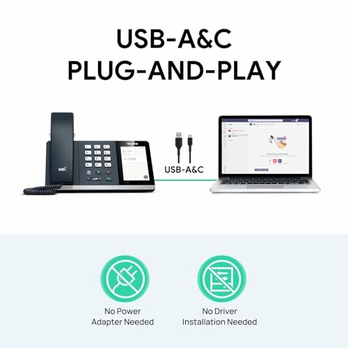 USB-A&C plug-and-play setup with phone and laptop