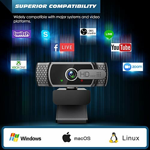 Webcam with superior compatibility for major systems and platforms.