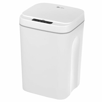 White automatic trash can with sensor lid