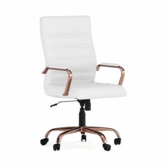 White Leather/Rose Gold Frame Executive Swivels