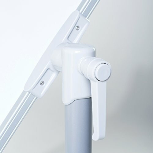 Close-up of an adjustable whiteboard stand mechanism.