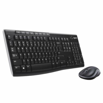 Wireless keyboard and mouse set on white background