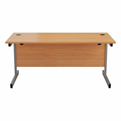 Wooden office desk with metal legs