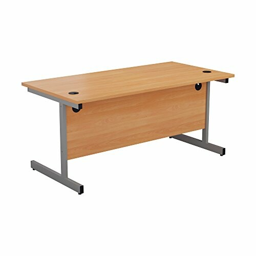 Wooden office desk with metal legs