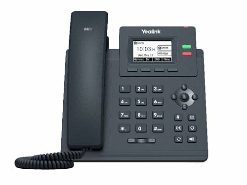 Yealink desk phone with digital display and keypad